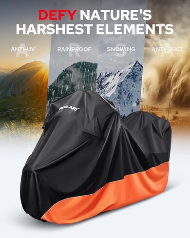 غطاء دراجة نارية مقاوم للماء يحل محل Harley Davidson Touring Limited مع نماذج الجذع، أغطية دراجة نارية Benlari 300D مع صندوق جانبي مقاوم للماء في الهواء الطلق حماية من جميع الأحوال الجوية (برتقالي) in Saudi Arabia