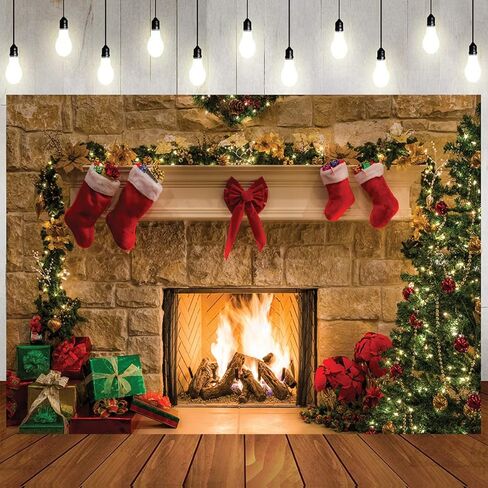 خلفية الموقد 7x5ft عيد ميلاد سعيد الموقد الأسرة الطرف زينة الصورة الخلفيات عيد الميلاد عشية عيد الميلاد حفلة راية صورة خلفية 048 in Kuwait