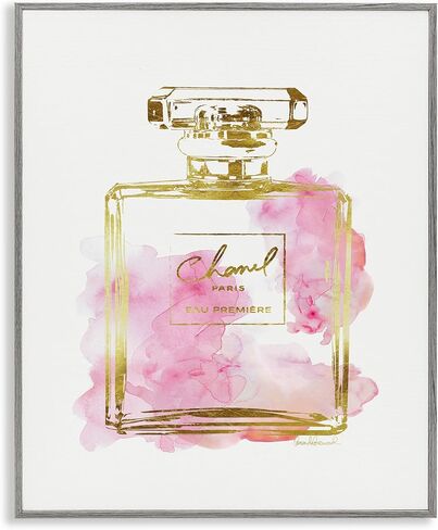 Stupell Industries Glam Perfume Bottle Gold Pink Framed Giclee Art Design By Artist Amanda Greenwood in Saudi Arabia