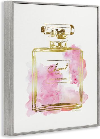 Stupell Industries Glam Perfume Bottle Gold Pink Framed Giclee Art Design By Artist Amanda Greenwood in Saudi Arabia