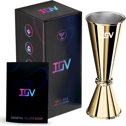IOV Jigger for Bartending, Professional Double Cocktail Jigger with Recipes Booklet, Japanese Premium 18/8 stainless steel jigger 2 oz 1 oz with Dimensions Inside Measuring Cocktails Jigger-Rainbow in Saudi Arabia