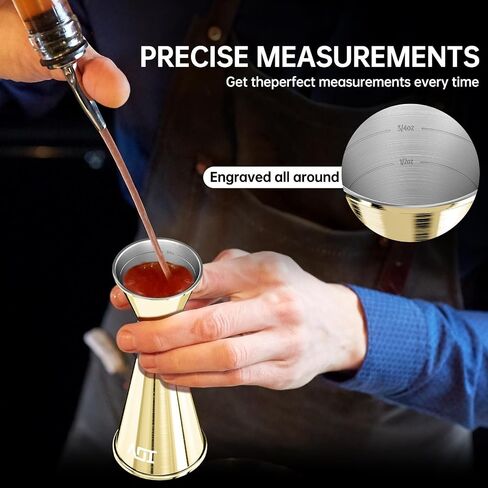 IOV Jigger for Bartending, Professional Double Cocktail Jigger with Recipes Booklet, Japanese Premium 18/8 stainless steel jigger 2 oz 1 oz with Dimensions Inside Measuring Cocktails Jigger-Rainbow in Saudi Arabia