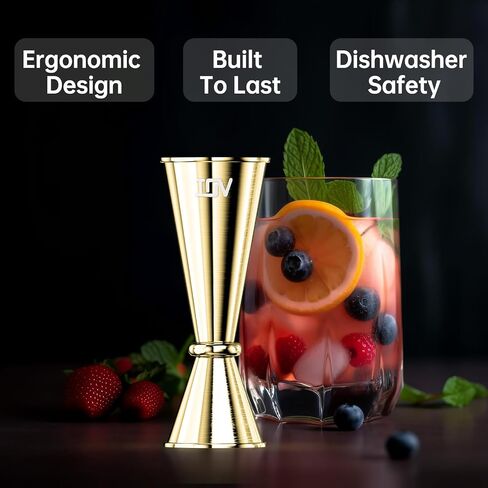 IOV Jigger for Bartending, Professional Double Cocktail Jigger with Recipes Booklet, Japanese Premium 18/8 stainless steel jigger 2 oz 1 oz with Dimensions Inside Measuring Cocktails Jigger-Rainbow in Saudi Arabia