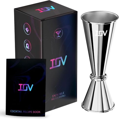 IOV Jigger for Bartending, Professional Double Cocktail Jigger with Recipes Booklet, Japanese Premium 18/8 stainless steel jigger 2 oz 1 oz with Dimensions Inside Measuring Cocktails Jigger-Rainbow in Saudi Arabia