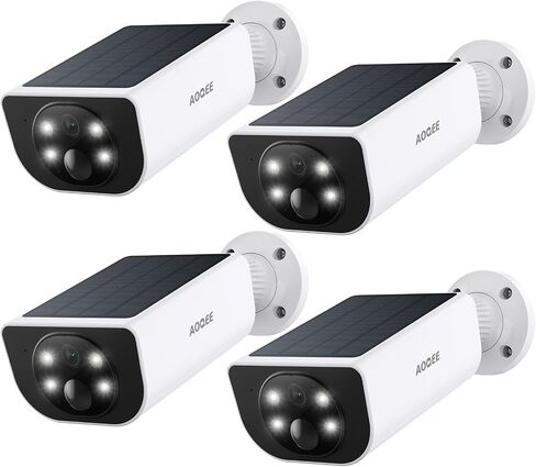 AOQEE 2K Cameras for Home Security, Solar Powered & Waterproof, S1 4Pack | IP65 Wireless Security Camera Outdoor with AI Motion Detection, Non-Stop Solar Charging, Color Night Vision, TF/Cloud Storage in Saudi Arabia