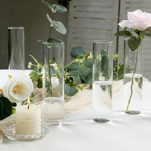 Clear Glass Bud Vase Set of 12 Pcs, Small Glass Vases in Bulk Mini Glass Vintage Vases for Centerpiece Rustic Wedding Table Decoration in Saudi Arabia