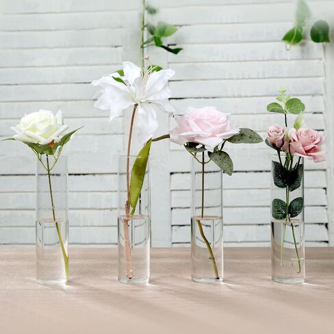 Clear Glass Bud Vase Set of 12 Pcs, Small Glass Vases in Bulk Mini Glass Vintage Vases for Centerpiece Rustic Wedding Table Decoration in Saudi Arabia