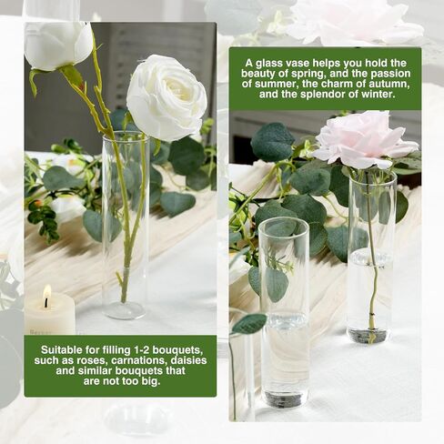 Clear Glass Bud Vase Set of 12 Pcs, Small Glass Vases in Bulk Mini Glass Vintage Vases for Centerpiece Rustic Wedding Table Decoration in Saudi Arabia