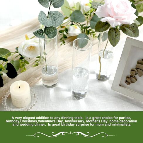 Clear Glass Bud Vase Set of 12 Pcs, Small Glass Vases in Bulk Mini Glass Vintage Vases for Centerpiece Rustic Wedding Table Decoration in Saudi Arabia