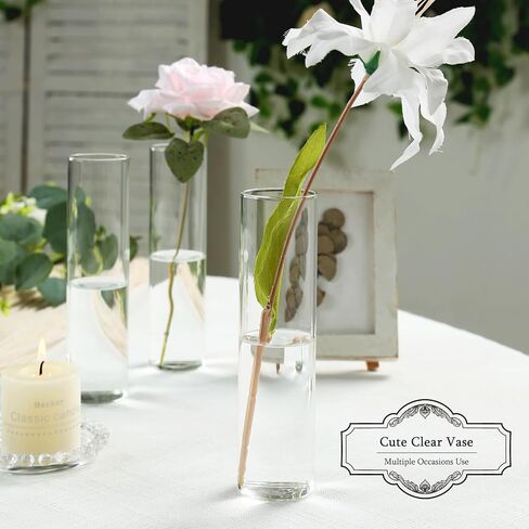 Clear Glass Bud Vase Set of 12 Pcs, Small Glass Vases in Bulk Mini Glass Vintage Vases for Centerpiece Rustic Wedding Table Decoration in Saudi Arabia