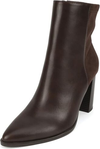Soda “Mover" ~ Women Pointed Toe Two-Tone Medium Heel Ankle Boot with Side Zipper in Saudi Arabia