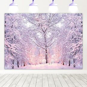 Mocsicka Winter Backdrop 7x5ft Snow Forest Winter Path Photography Backdrop Winter Frozen Wonderland Christmas Party Decorations Photo Background