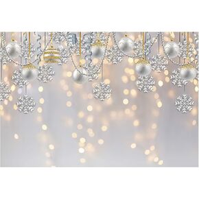 Funnytree 7x5ft Winter Wonderland Party Backdrop for Photography White Christmas Merry Xmas Snowflake Glitter Bokeh Background Sparkle Baby Shower Kids Birthday Portrait Banner Photo Booth Studio