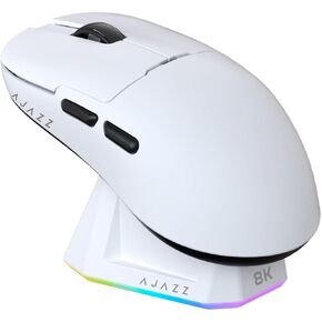AJ159PRO 8Khz Bluetooth/2.4G/Wired 56G Lightweight Gaming Mouse with Magnetic Charging Dock, PAW3395 Sensor 26KDPI, Huanuo 100 Million Click, 100% ETFE Foot Pad & 8Khz Receiver