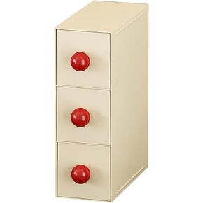 Stackable drawer with 3 Drawers, Bathroom Storage Organization, Makeup Organizer for Nail Polishes, Liquid Foundation, Lipsticks, Powder Puff, Red