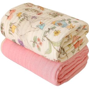 Ultra Soft Muslin Baby Blanket, Made of Viscose from Bamboo and Muslin from Cotton, A Versatile Swaddle and Bed Blanket for Babies, Toddlers, Boys, and Girls (2Pack).