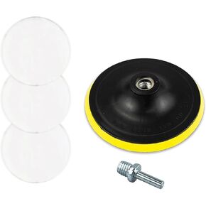 6 Inch Wool Polishing Buffing Pad Set,Wool Polisher for M14 Power Drill Polishing Attachment with Power Drill Adapter,Hook and Loop Bit for Automotive Machine Compound Cutting and Polishing