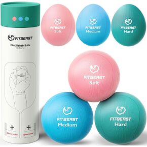 FitBeast Stress Balls for Adults, Squeeze Balls for Hand Therapy, 6-Pack Hand Therapy Balls, Soft, Medium, Hard Tri-Density Hand Exercise Ball for Arthritis Relief, Anxiety, Physical Therapy, and Grip Strength