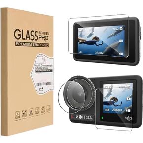 Screen and Lens Protector for DJI Osmo Action 4, Anti-Scratch 9H Ultra Clear Screen Protector Cover Tempered Glass LCD Display Film + Lens Protector for DJI Osmo Action 4 Accessories
