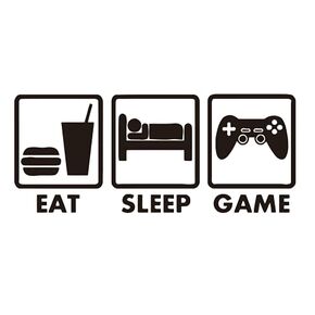 Boys Room Controller Joysticks Wall Sticker Quotes Eat Sleep Games Letter Art Wall Decor Sticker for Kids Boys Room Play Room Art Decal Y-212 (Black, 57X25CM)