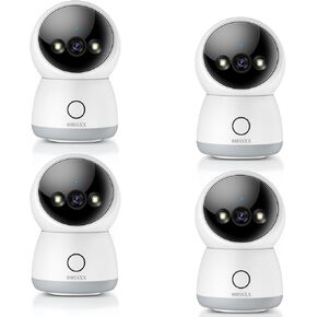 (One-Touch Calls) 360° Pan/Tilt Baby Monitor Security Camera Indoor Wireless Nanny Cam Dog/Cat/Pet Camera with Phone App,Home/House/Door WiFi Cameras,2-Way Audio,Auto Tracking,Night Vision,4pcs