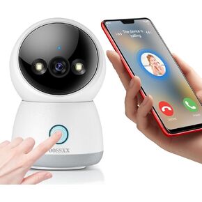 OOSSXX (One-Touch Calling) 360° Pan/Tilt Baby Monitor Security Camera Indoor Wireless Nanny Cam Dog/Cat/Pet Camera with Phone App,Home/House/Door WiFi Cameras,2-Way Audio,Auto Tracking,Night Vision