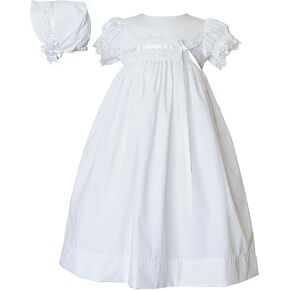 Eden Girls White 100% Cotton 2-Piece Christening Baptism Gown