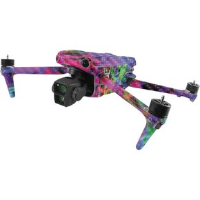 MightySkins Carbon Fiber Skin Compatible with DJI Air 3 - Neon Splatter | Protective, Durable Textured Carbon Fiber Finish | Easy to Apply