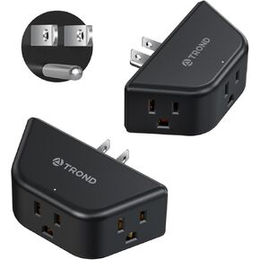 TROND Multi Plug Outlet Extender 2 Pack - Electrical Wall Outlet Splitter, 3 Way Outlet Wall Adapter, Cruise Essentials, Small Multiple Plug Expander for Cruise Ship Home Office Dorm Room, White