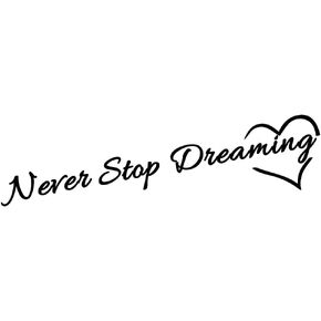 Motivational Wall Decal - Removable PVC Sticker with "Never Stop Dreaming" Quote and Colorful Words - effect 33"x10" - Inspirational Wall Art for Kids Bedroom or Study Room
