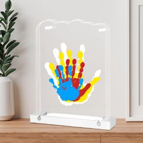 Family Handprint Kit - Baby Hand and Footprint Kit Night Light, Baby Gifts for New Parents, Family Gifts ldeas, New Mom Baby Shower Gifts for Boys & Girls, Newborn Keepsake, 4 Non-Toxic Paints (Brown)