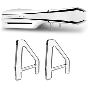 Middle Strip Carbon Pattern Protection Film with Cooling Feet, Horizontal Placement Holder for PS5 Slim Console (White)