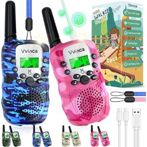 Vvinca Walkie Talkies for Kids Rechargeable 3 Pack, Toys for Boys Girls Age 3-13 Ourdoor Camping Birthday Gift, 3KM Long Range Walkie-Talkie 2 Way Radios 22 CH VOX with Li-ion Battery Flashlight