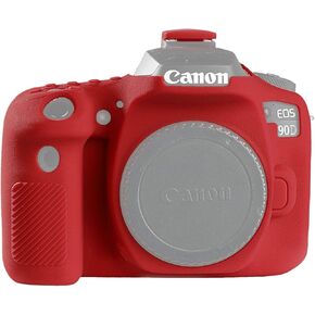Camera Case for Canon EOS 90D - Silicone Protective DSLR Skin Cover, Detachable Cage, Shockproof, Dustproof (Black)