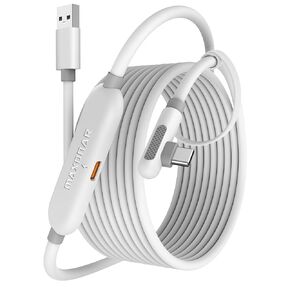 Maxonar VR Charging Link Cable 16FT (Next-Gen Chip) Compatible with Meta Quest 3S/Quest 3/Oculus Quest 2/Pico 4 Accessories and PC/SteamVR, Awesome Gift-5Gbps USB 3.0 to USB C Cable-White