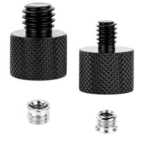 4 PCS 1/4" to 3/8" Adapter and 3/8" to 1/4" Adapter Set Aluminum Camera Screw Microphone Adapter 1/4" Mic Adapter Mic Stand Adapter 3/8 to 1/4 Tripod Screw Adapter for Stand Microphone Stand (Black)
