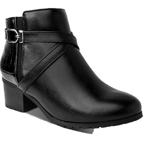 Karen Scott Womens Franccess Faux Leather Embossed Booties Black 5 Medium (B,M)