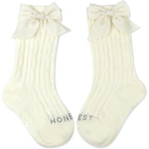 HonestBaby Baby Girls' Cable Knit Knee Sock with Bow
