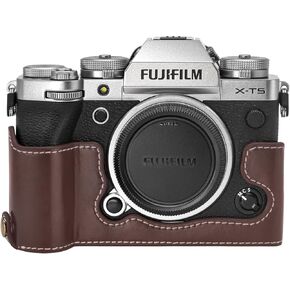 MUZIRI KINOKOO Fuji XT5 Case, Protective Case Compatible for Fuji XT5/X-T5 Camera - PU Leather Half- Body Bottom Case - Coffee