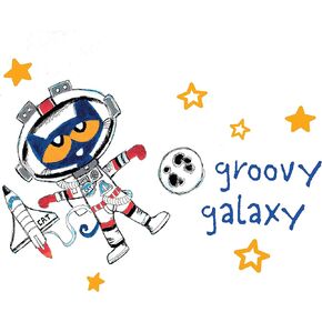 Pete The Cat Space Decal | Out of This World Kids Book Room Décor - Groovy Galaxy Astronaut Bedroom Wall Sticker Lettering – (20"x15")