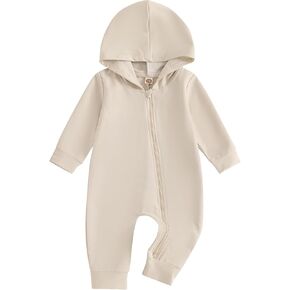 Newborn Baby Boy Girl Fall Romper Long Sleeve Dinosaur Zipper Hooded Bodysuit Infant Winter Jumpsuit Clothes