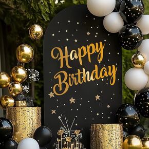 Happy Birthday Sign for Backdrop, Gold Large Adhesive Sign Decal Happy Birthday Letters Sticker Wall Decor Balloons Arch Backdrop for Men and Women Birthday Party Supplies Decorations