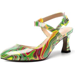 SKYSTERRY Womens Buckle Patent Wedding Ankle Strap Round Toe Casual Spool Mid Heel Pumps Shoes 2.5 Inch