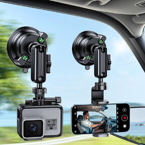 Suction Car Phone Mount Windshield,Ultra-Stable 360 Rotatable Car Phone Holder for Video Recording Sunction Mount,Car Mount for iPhone 16 Pro Max GoPro Insta 360 Camera Vlog Shooting