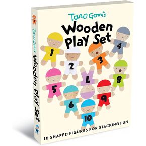 Chronicle Books Taro Gomi's Wooden Play Set | 10 Shapes Figured for Stacking Fun