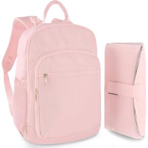 Diaper Bag Backpack Small Diaper Baby Bag for Travel, Mini Lightweight Diaper Backpack with Changing Pad Insulated Pockets (Pink)