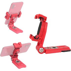 IFOOTAGE Phone Mount with Silicone Aluminum Alloy Grip,1/4" Thread Easy to Install on Camera Tripod Monopod Slides,Red