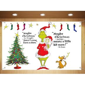 Sunwer Merry Christmas Photo Booth Backdrop Green Whoville Xmas Winter Holiday Party Decor Indoor Outdoor Wall Hanging Background Decoration Supply