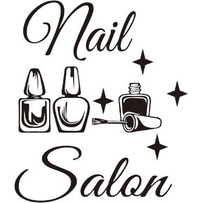 Makeup Nail Salon Vinyl Wall Stickers - Beauty Salon Wall Decals -Stylish Graphics for Artist Studio, Dressing Room, Girls' Bedrooms - Inspiring Murals and Decor for Women (Black-JZY002-Nails)