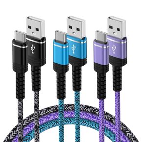 Samsung S24 Ultra Type C Charger Fast Charging Cable, 3-Pack 10FT Long Android Phone C Charger Cord Fast Charging for Samsung Galaxy S24 S23 FE S22 S21 A55 A15 5g A14 A54 A53 A03s, iPhone 15 Pro Max